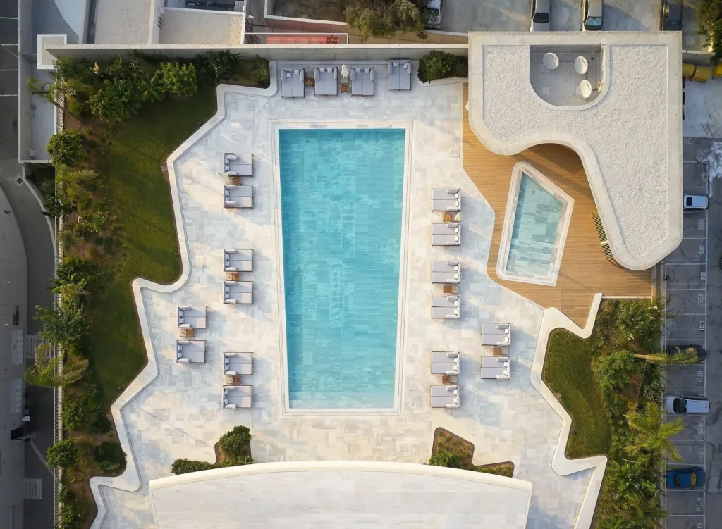 Top-down view of the ONE pool deck